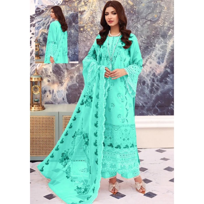 Elaaf Lawn Suit With Organza Dupatta 